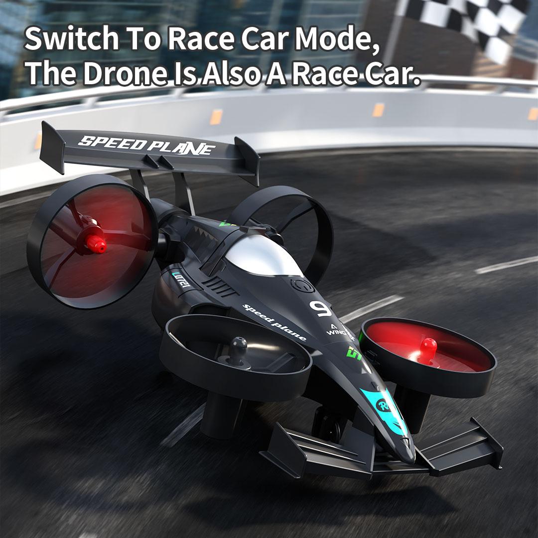 AERO-DRIFT 2-in-1 Flying Drone & RC Drift Car, 360° Stunt Flip Anti-Collision Rechargeable, Land to Air Transforming Easy Fly Remote Control Toy Plane Gift for Kids Boys Men Beginners