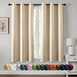 Cream Beige Blackout Curtains for Bedroom Living Room 63 Inches Long 2 panels, Thermal Insulated Room Darkening Drapes Solid Grommet Top Noise Reducing Light Blocking Window Curtains 40x63 Inch