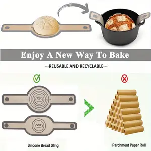 2PCS/SET Reusable Silicone Bread Sling for Dutch Oven Baking Mat Long Handles Non-Stick Liners for Transferable Dough Pastry Supplies Bakeware