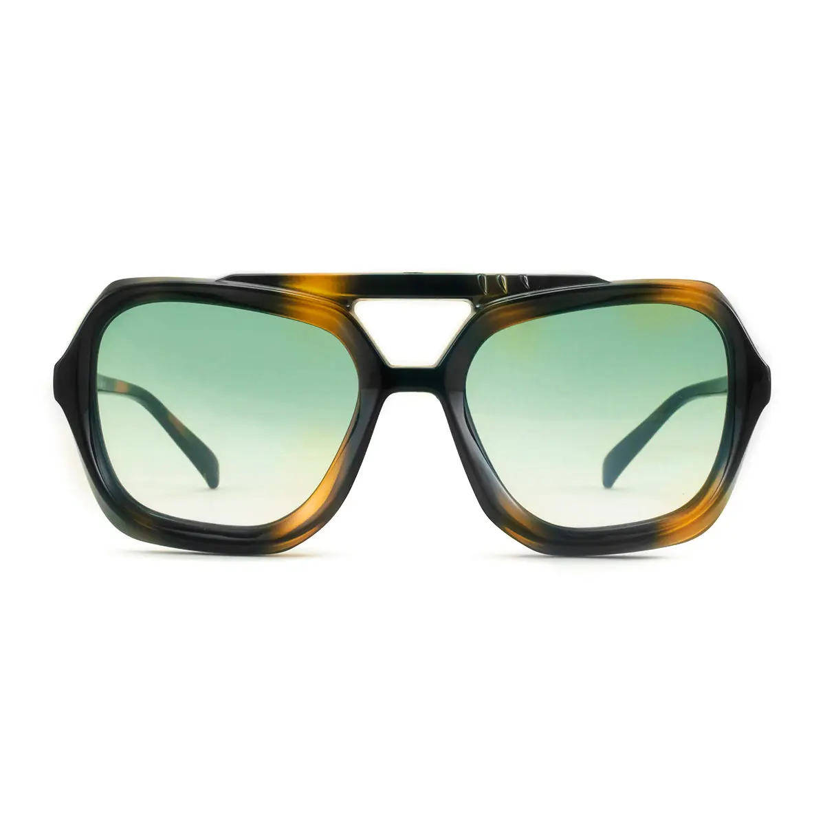 Infinit Tiger Square Gradient Sunglasses, Tortoise + Green