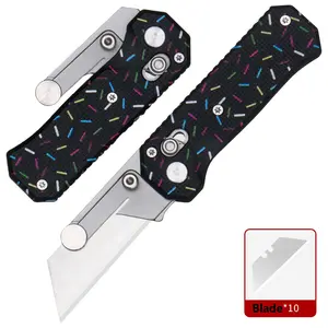 Black Dessert Utility Knife+10pc Replaceable Blades,Portable Folding Knife,Defense Kits,Retractable Blades,FallFreshness