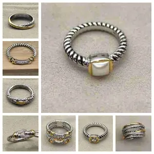 Trendy 2025 S925 Silver Retro Twist Spiral Pattern Colored Crystal Ring Classic Couple Fashion Personality Luxury Daily Wear Dating Party Finger Accessories, Crystal Rings, Classic Band Rings