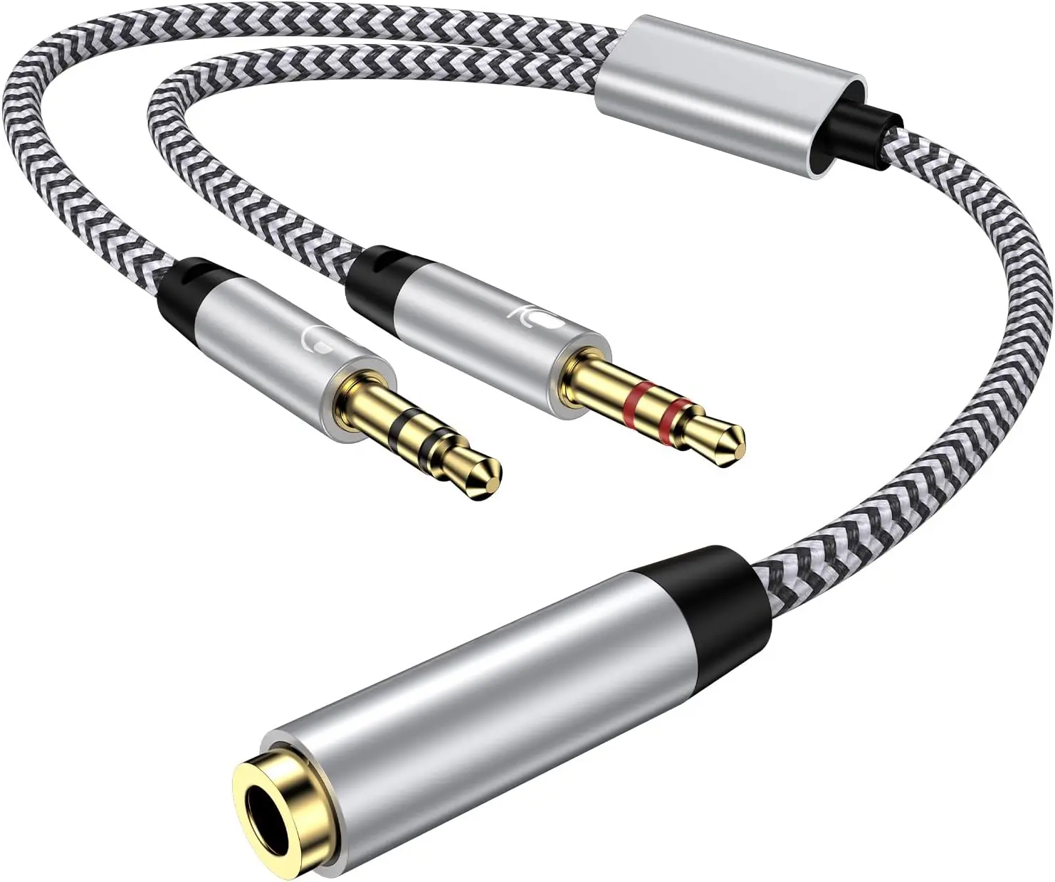 Headphone Splitter for PC, 3.5mm Splitter Female for 2 Dual 3.5mm Male 2 in 1 Mic Audio Splitte,Aux Microphone Y Splittor  Headset Jack Adapter Dongle Cord for PC Gaming Speaker Laptop Computer