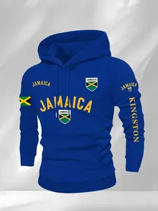 Jamaican-inspired hooded sweatshirt, featuring street-style printed pullover hoodie