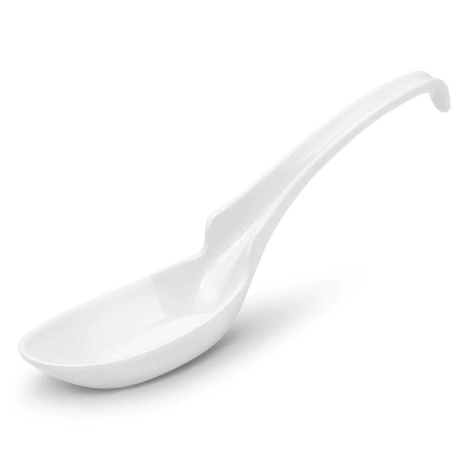12-piece Asian Soup Spoons, Rice Spoons, Chinese Won Ton Soup Spoon - Notch and Hook Style, White