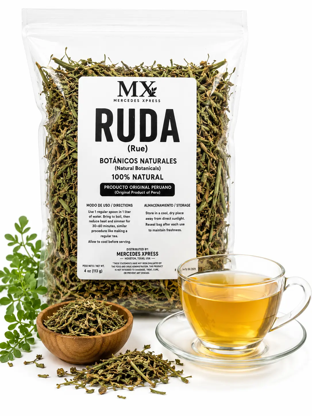 Ruda | Ruda Seca MX de 4oz Autentica | Dry Rue Herbal Tea | Wildcrafted 100% Natural Herbal | Non-GMO