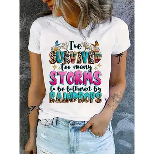 Women'S I Have Weathered Too Many Storms Printed Crew Neck T-Shirt, Summer And Spring Short-Sleeve Casual Top, Clothing