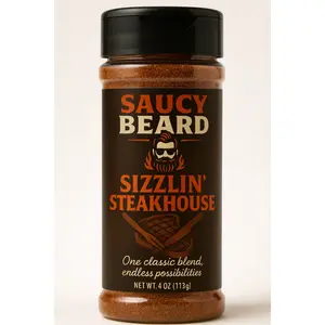Saucy Beard Sizzlin' Steakhouse Rub - Bold Savory Blend with Cracked Pepper & Spice for Steaks Burgers & Grilled Chicken