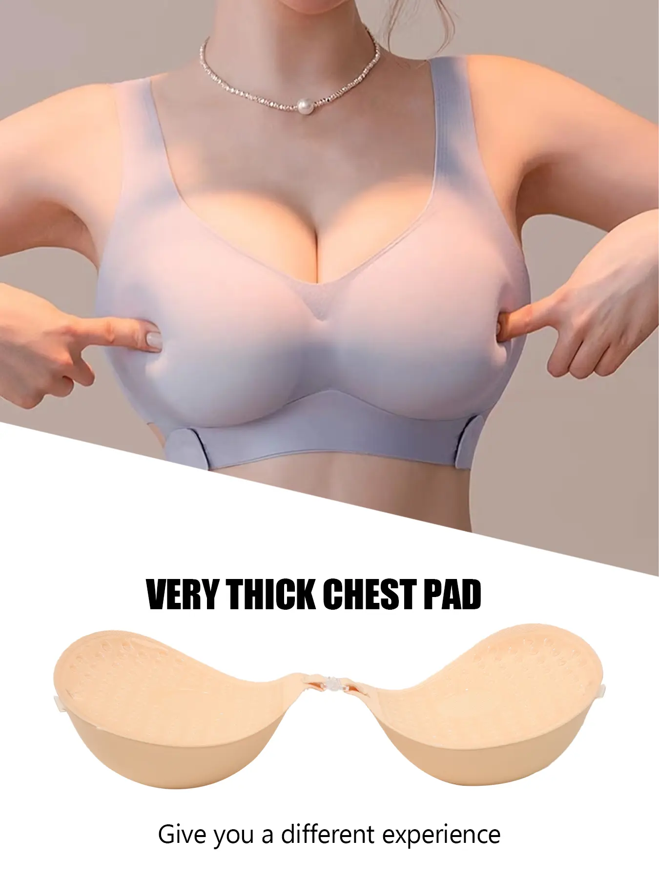Ladies thick-waist elastic bra, increases breast size, thickens by 5cm, elastic breast pads, Sticky bra pads, Sticky Bra Lift, Adhesive Bra Inserts, designed for small chests, suitable for wedding gowns, formal dresses, Underwear