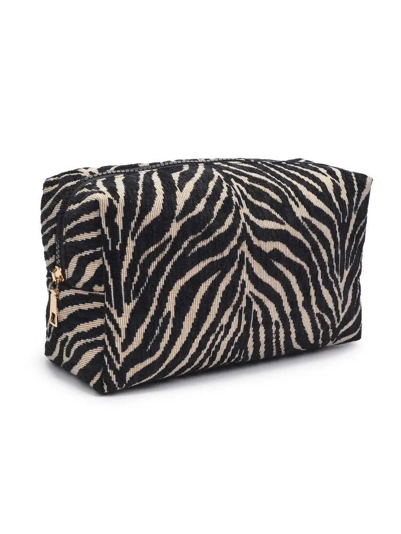 Zebra-Print Functional Make-up Bag, Travel Luggage Accessory for Cosmetic Storage large capacity makeup bag