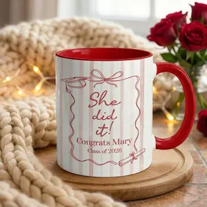 Personalized Graduation 11oz Accent Mug, Class of 2026 Gift for Her, Custom Graduate Coffee Cup, Senior 2026 Gift for Daughter, College Graduation