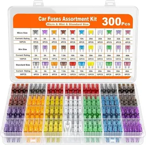 300-Piece Car Fuse Assortment Kit, 160 Mini Blade Fuses for Automotive + 90 Standard Auto Fuses + 50 Micro Fuses + 1 Puller – Replacement for RV, Camper, Boat, Truck (2A, 3A, 5A, 7.5A, 10A, 15A, 20A, 25A, 30A, 35A, 40A)