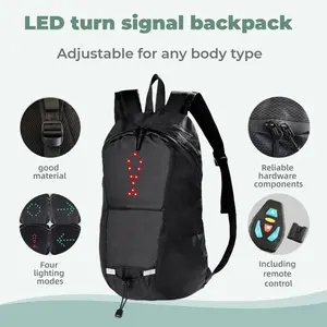 1 X 15L LED Turn Signal Backpack, Adjustable Backpack, Detachable Outdoor Sports Bag, Remote Control Lights, Night Riding Camping Travel Use