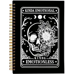 1pc Floral Skull Notebook, Goth Gothic Notebook Journal, Witchy Journal, Goth Office Supplies, Spiral Notebook 5.5x8.3, Kinda Emotion Kinds Emotionlessin with 50 Pages