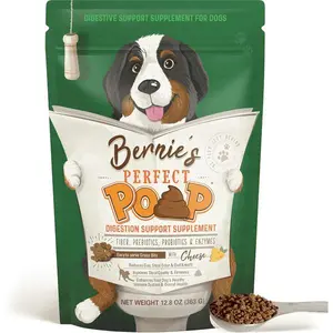 Perfect Poop Dog Digestive Health Supplement with Fiber, Prebiotics, Probiotics & Enzymes, Supports Gut Health, Firm Stools & Overall Wellness, Cheddar Cheese Flavor, 12.8oz