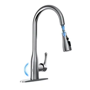 Garvee Touchless Kitchen Faucet with Dual Sensor & Pull-Down Sprayer – Stainless Steel Single Handle, 1 or 3 Hole Compatible – For Farmhouse, RV, Laundry, Bar Sinks