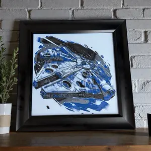 3D Printed Galactic Wall Art - Framed Blue Spaceship Design for Home Decor