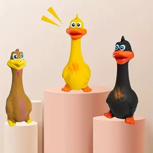 Cute Duck & Chicken Design Pet Toy, 3 Counts/set Squeaky Pet Chew Toy, Pet Teething Toy, Dog & Cat Accessories, Pet Supplies