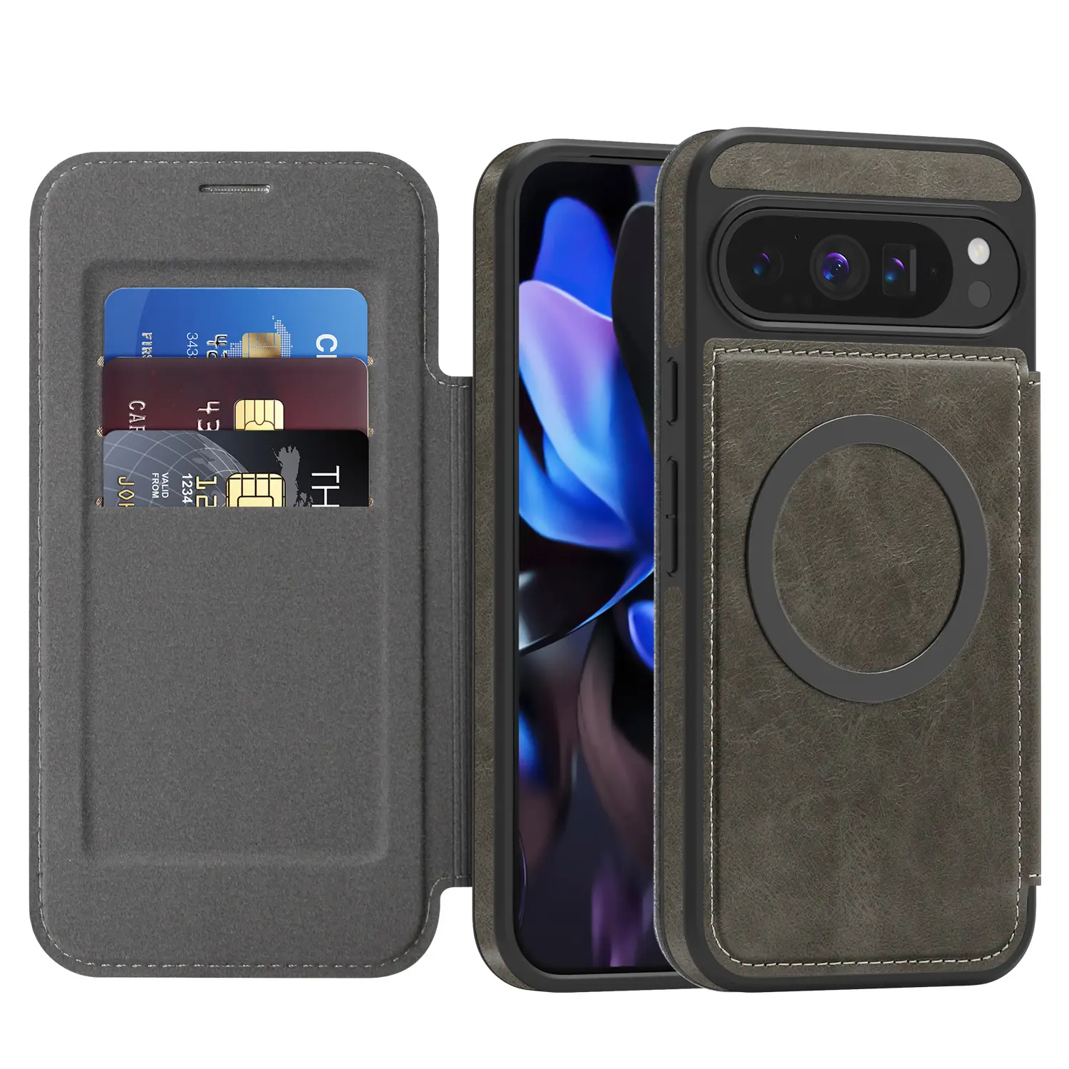 Magnetic Flip Case with Card Slot, Vintage Leather Cover with Card Slots, Shockproof Cellphone Phone Accessories for Google Pixel 10pro Xl,pixel 9pro Xl,pixel 9a,pixel 8pro, Mobile Phone Casing, Smartphone Protective, Shockproof Smartphone Casing
