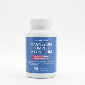 Nature's Gate 8-in-1 Magnesium Complex Supplement - 400mg Elemental Magnesium for Deep Sleep, Anxiety & Stress Relief, Muscle Recovery & Bone Support - 95% Daily Value, 90 Capsules