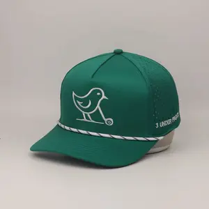 3 Under Par Co "Tap in Bird" Edition Golf Hat - Green with Perforated Design and White Trim