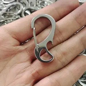 2pcs Outdoor Stainless Steel Bottle Opener Key Chain, Rustproof Hook Buckle, Jewelry, Hardware, Luggage, Multifunctional Hanging Buckle