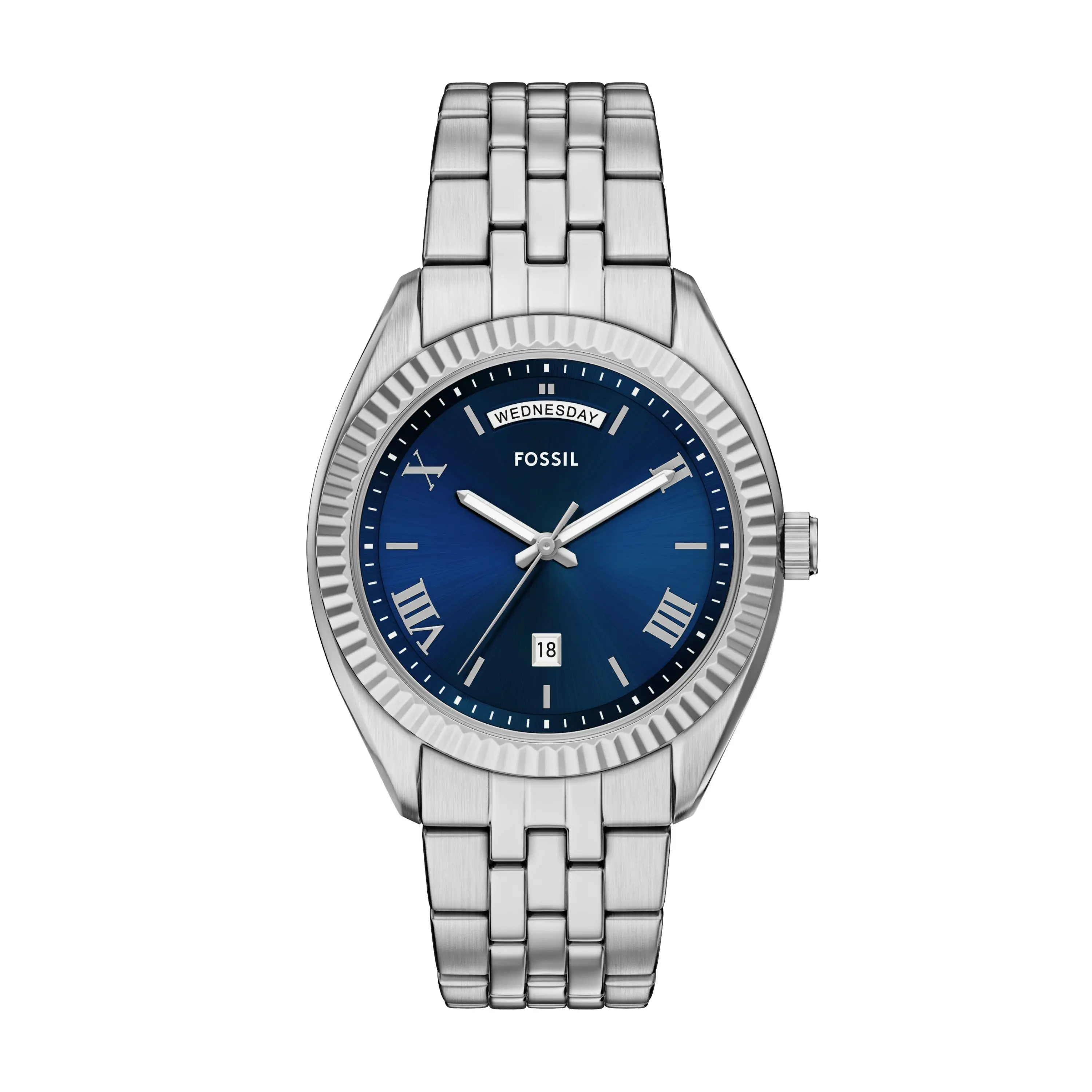 Fossil Men's Campbell Three-Hand Day-Date Stainless Steel Watch