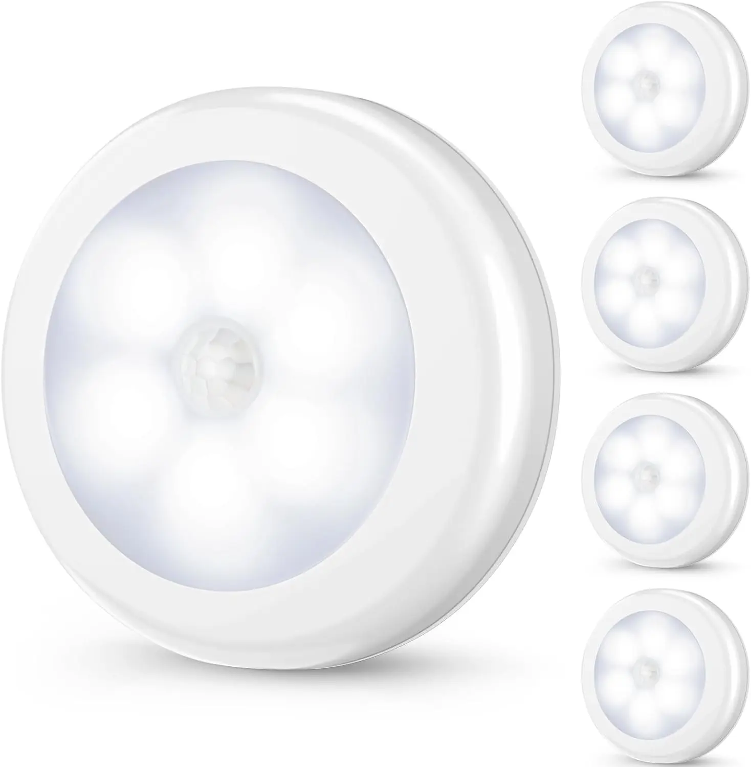 4 Pack Motion nsor LED Night Light, Cordless Battery-Powered Stick-on Magnet Clot Lights, Safe Lights for Stairs, Cabinet, Cool White