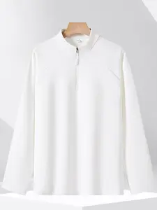 Men's Half-Zip Stand Collar Thickened Sweatshirt, Casual Breathable Plain Pullover, Suitable for Daily Wear, Comfortable and Stylish