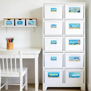 54 Pcs Teacher Toolbox Labels Classroom Decoration Self-Adhesive Ocean Toolbox Sticker Under the Sea Tool Box Storage Decal Sea Organizer Container Decor for Back to School Teacher Supplies
