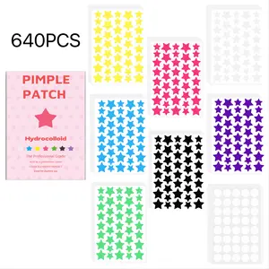 640pcs 7 Colors Star Patches, Transparent Different Sizes, Acne Patches, Blemish Cover, Makeup Essential, Box Included, Acne Pimple Patch