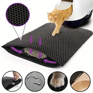 Cat Litter Trapping Mat – 47.24"x27.56" Large Waterproof Litter Mat for Kittens, Double Layer Honeycomb Design, Washable & Odor Control – Protects Floors from Scatter