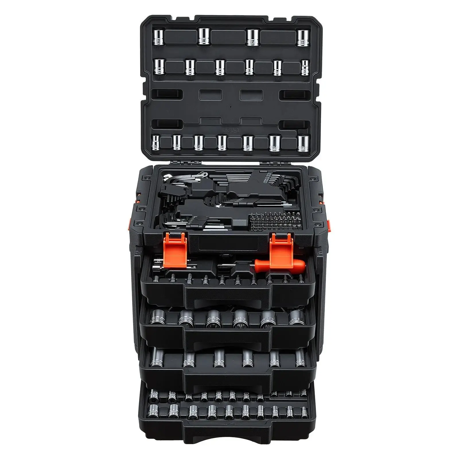 VEVOR 230-Piece Mechanic Tool Set with 1/4 in, 3/8 in & 1/2 in Drives, SAE/Metric Sockets, Wrenches, Screwdriver Bits, Accessories & Storage Case for Automotive Repair, Father's Day Gift (Mechanic Tools Included)