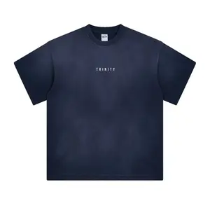 TRINITY NAVY BLUE "SALVATION CREW" ACID WAS T-SHIRT