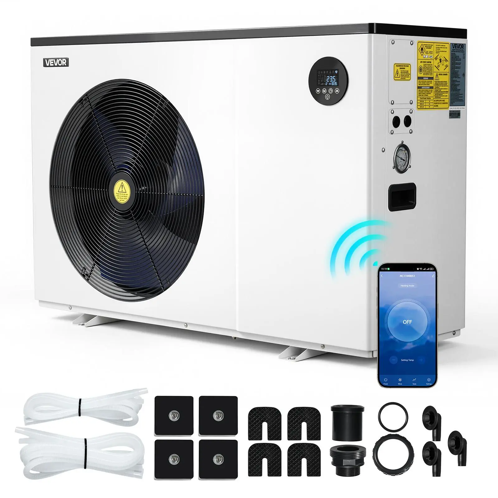 【DealsForYouDays】VEVOR Pool Heat Pump Max 70730 BTU, Electric Pool Heater for Above & In-Ground Up to 19812 Gallons, All-DC Inverter Technology, WiFi & App Remote Control, Multiple Protection for Swimming Party