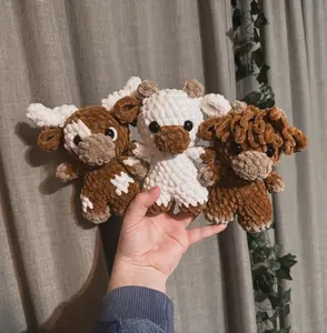 Baby cows TRIO- baby longhorn, baby cow, baby highland, crochet cow, amigurumi, highland, longhorn, cow crochet, low sew