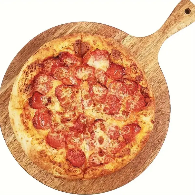 Acacia Wood Pizza Peel & Charcuterie Board, 12-Inch Round Cutting & Serving Tray with Handle, Versatile Cheese, Fruit, and Bread Paddle for Home and RV Use, Kitchen
