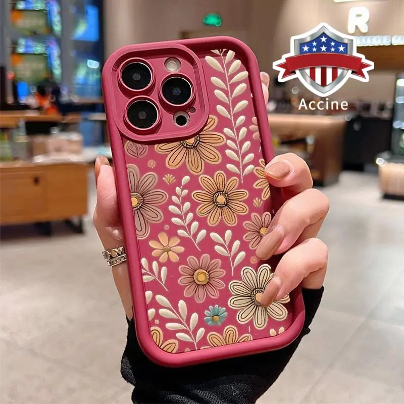 Vintage Floral Pattern Super Soft TPU Silicone Smartphone Case - Non-Slip, Shockproof, Drop-Protective Cover for iPhone 17,16,15,15 Plus,14 Pro Max,13,12,11,Air,XR,XS Plus,E - Handheld Devices Accessory