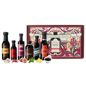 Kiri & Sons Balsamic Vinegar Gourmet Gift Set of 6 - Premium Made In Italy, Natural Flavors Include Garlic, Chili, Fig, Basil, Lemon & Classic, Italian Crafted Glaze For Cooking