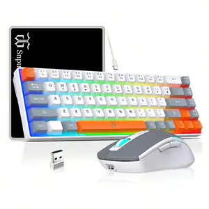 2.4G Wireless Ergonomic Keyboard Mouse Set, Rainbow Backlit Rechargeable Anti-Ghosting Keyboard, Mechanical Feel Portable Gaming Kit for Laptop PC Home Office,2026 Xmas New Year Gift