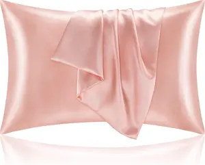 Satin Pillowcase for Hair and Skin Super Soft and Cooling Similar to Silk Pillow Cases 2 Pack with Envelope Closure Gift for Women Men 20"x26" Standard Size Coral