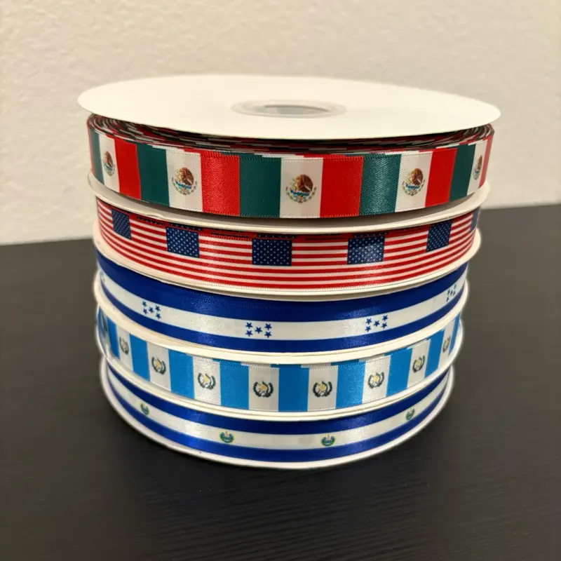 6/8" FLAGS Satin Ribbon - 100-Yard Roll