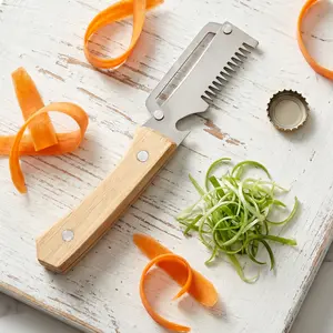 3 in 1 Premium Heavy Duty Stainless Steel Peeler, Multi-Functional Kitchen Tool with Peeling, Shredding and Bottle Opener, Ultra Sharp Durable Long Lasting Design - YY