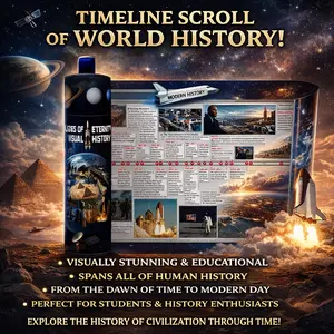 Yihang 6.5ft/2M World History Timeline Scroll Poster. Visual Guide to Major Events from Ancient Civilizations to Modern Era. Ultimate Educational Wall Chart & Decor for Classroom, Homeschool, Office & Study.