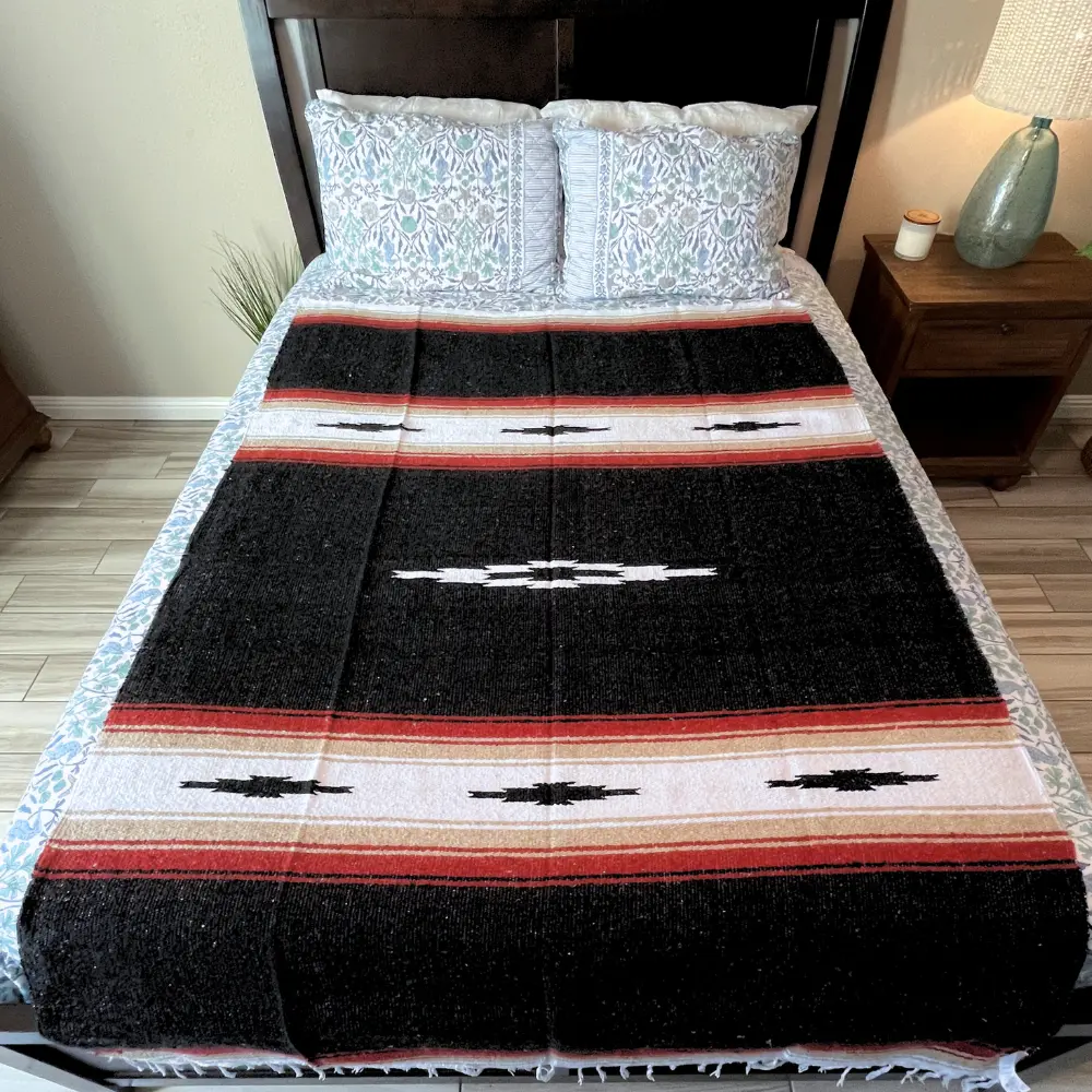 Black Baja Multi Diamond Yoga Blanket Black Baja Multi Diamond Yoga Blanket
