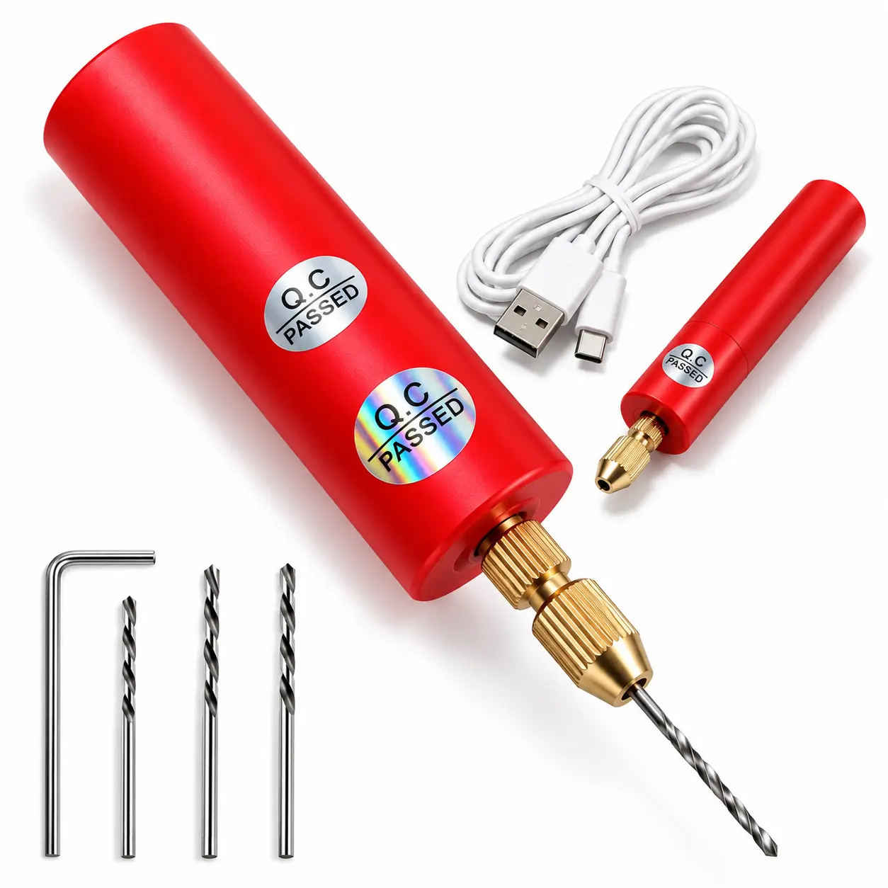 Corded Mini Handheld Drill Set, Portable Micro Electric Drill with 1.0mm & 1.2mm Bits & Hex Key for Resin Jewelry, Wood, Acrylic & DIY Crafts.o