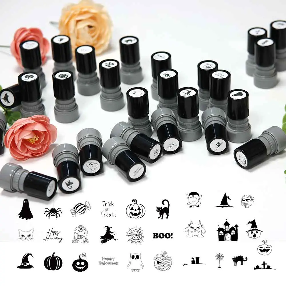 Halloween Theme Plastic Stamps Set, Fun Designs for Party Gifts & Classroom Rewards, Durable Material, Multiple Styles Available