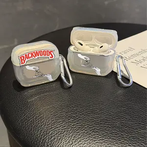 B-backwoodss Protective Case Cover for Apple AirPods 1/2/3/4/Pro/Pro2 TPU Texture Lightweight and Durable Anti-Scratch Shockproof Earphone Charging Box Accessory With Buckle Protection Headphone Hook