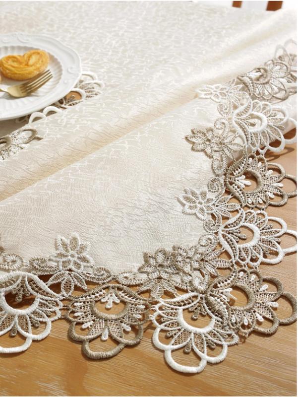 1pc Jacquard Satin Fabric Table Cloth, Square/Rectangular For Kitchen, Dining, Coffee, Vanity, Living Room, Bedroom, Outdoor Furniture, Party, Holiday Decor