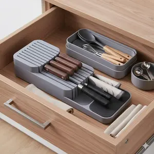 Drawer Kitchen Knife Organizer: Blade Protection, Anti-Moisture & Germ-Resistant, Safe Storage Rack, Dishwasher-Safe Knife Holder for Kitchen Utensils, Container
